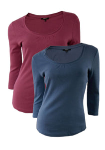 Ladies Pure Cotton Stretchy 3/4 Sleeve Top