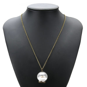 Star Shell GoodLuck Wish Mini Orb Bottle Pendant & Bronze Chain Necklace