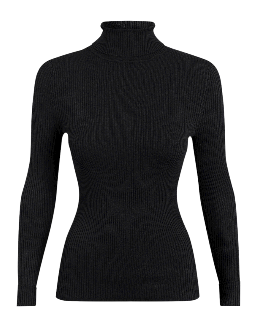 Ladies Ribbed Roll Neck Turtleneck Knitted Pullover Jumper