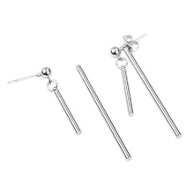 Load image into Gallery viewer, Sterling Silver Long Bar Tassel Dangle Hook Earrings
