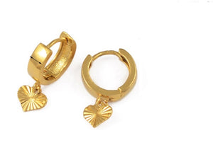 Small Thick Creole Dangling Heart Star Cutout Earrings