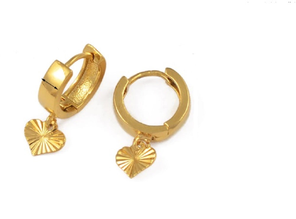 Small Thick Creole Dangling Heart Star Cutout Earrings