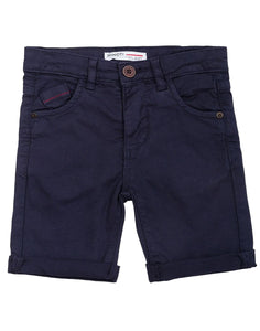 Boys Minoti Navy 5-Pocket Twill Cotton Adjustable Waist Summer Shorts