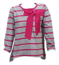 Girls Funky Diva Chick Waterfall Striped Bow Longsleeve Top