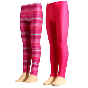 Barbie Cerise Plain & Geometric Stripe Leggings