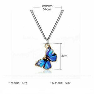 Unisex Butterfly Enamel Pendant & Link Chain Necklace