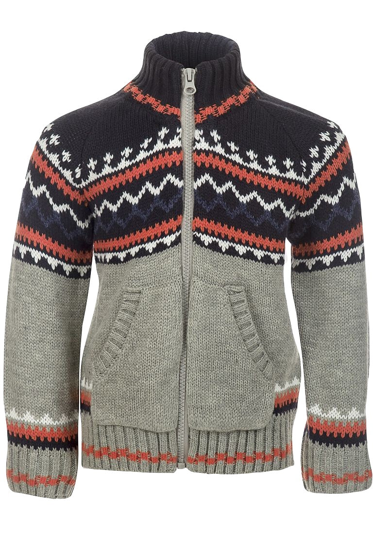 Baby Boys Grey Multi Aztec Thick Knit Cardigans