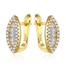 Load image into Gallery viewer, Ladies S925 Gold Silver Eye Shape Crystals Earrings
