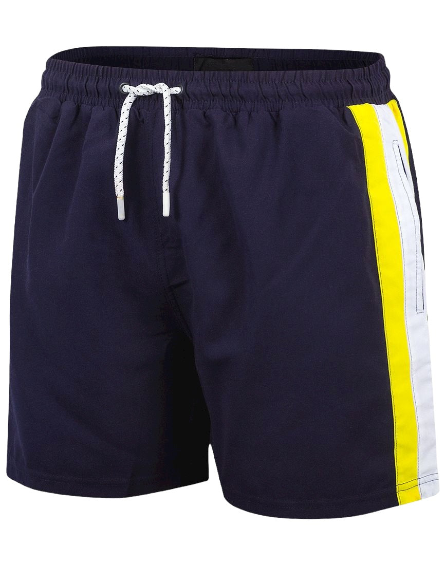 Mens Navy Contrast Side Panel Quick Drying Swimming Shorts