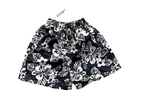 Boys Navy & White Sports Large Floral Swimming Shorts