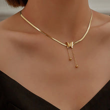 Load image into Gallery viewer, Ladies Butterfly Gold Stainless Steel Blade Snake Chains Choker Necklace
