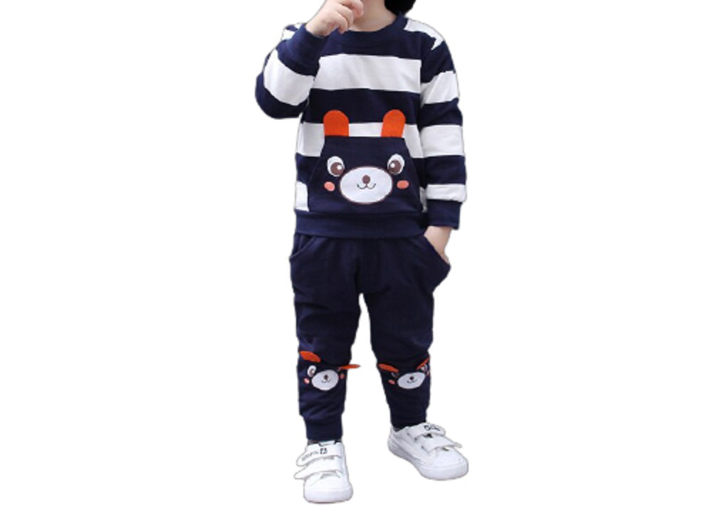 Boys Toddlers Navy Stripe Bunny Top & Bottom Set