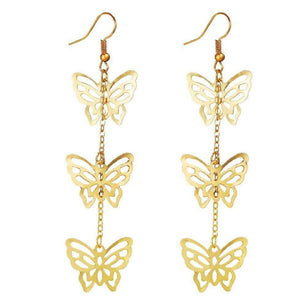 Gold Butterfly Layered Hook Earrings