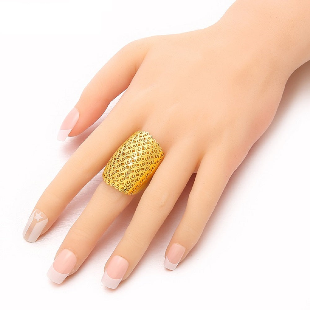 Gold Filled Big Cutout Circle Thick Band Chunky Ring