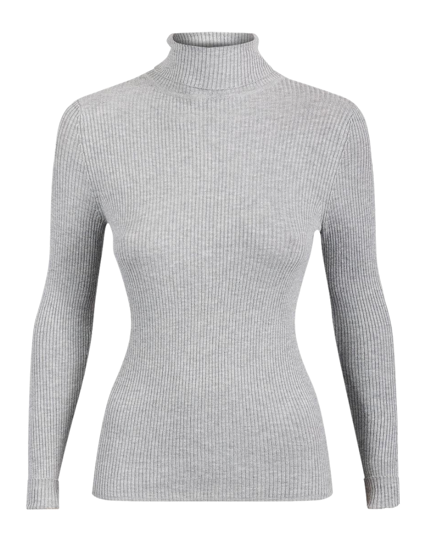 Ladies Ribbed Roll Neck Turtleneck Knitted Pullover Jumper