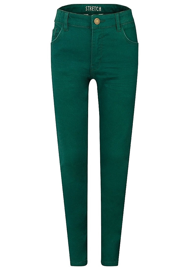 Girls Bottle Green Stretchy Skinny Jeans