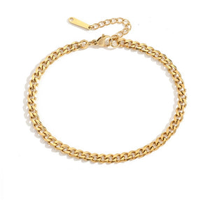Ladies Gold 316L Stainless Steel Cuban Foot Curb Chain Anklets