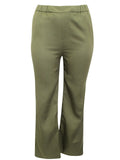 Ladies Lily Ella Khaki Pull On Elasticated Full Length Plus Size Trousers