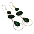 Ladies Retro Chrome Diopside Gemstone Dangling Earrings