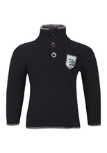 Load image into Gallery viewer, Boys Black High Neck Buttoned Cotton Knitted Jumpers
