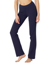 Load image into Gallery viewer, Navy Straight Leg Fitness Cotton Rich Stretchy Waist Leggings
