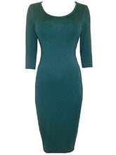 Load image into Gallery viewer, Teal Midi Bodycon Stretchy Jersey Tube 3/4 Sleeve Dress
