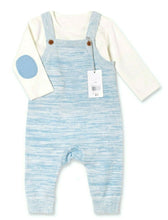Load image into Gallery viewer, Baby Boys Blue and Cream 2 Piece Romper Dungaree Set
