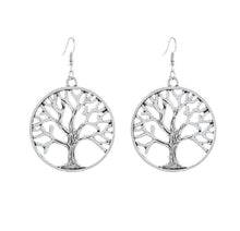 Load image into Gallery viewer, Sterling Silver Tree of Life Drop Hook Earrings
