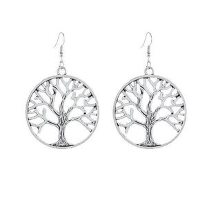 Sterling Silver Tree of Life Drop Hook Earrings