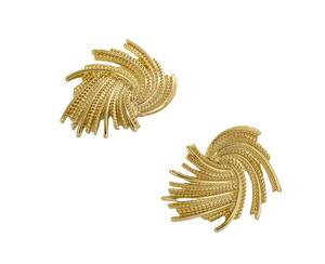 Ladies Elegant Bold Gold Unique Cut Irregular Twist Geometric Earrings
