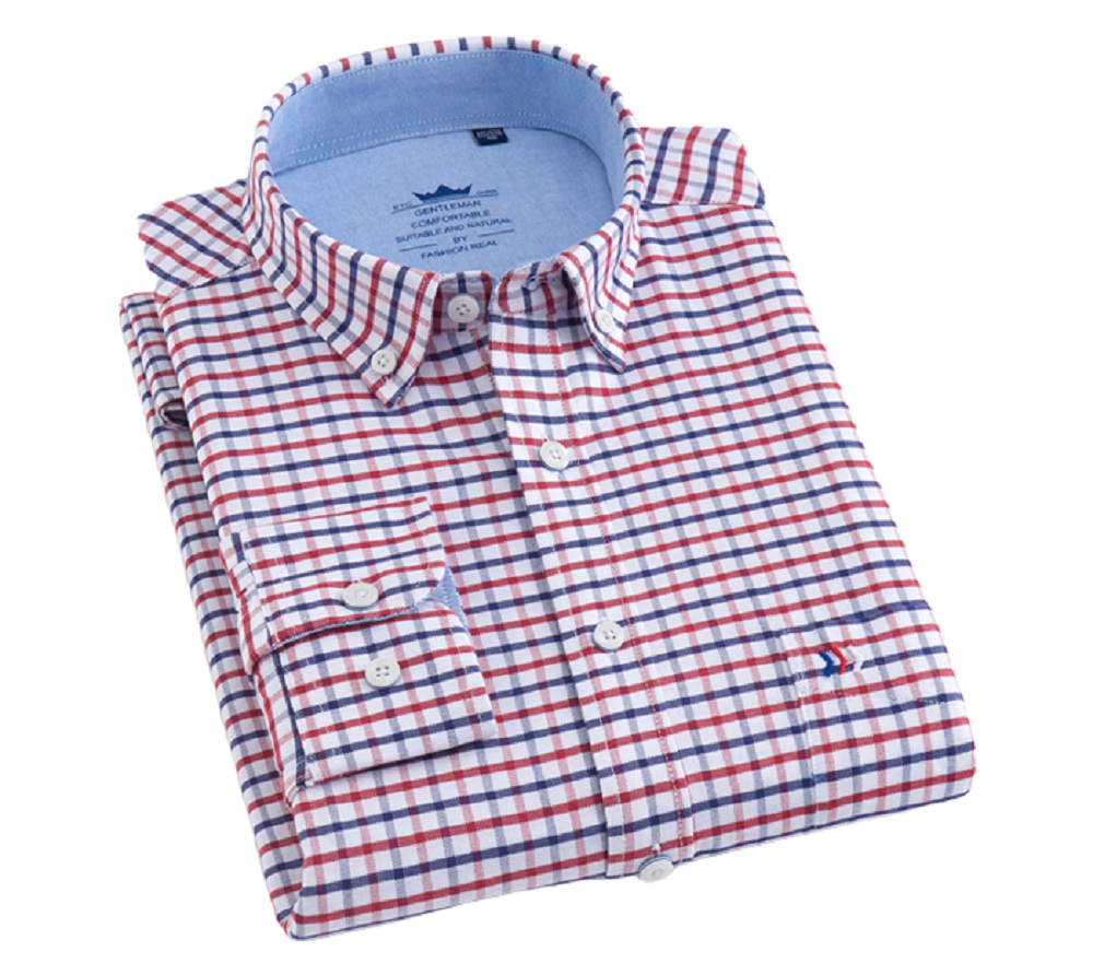 Men's Oxford Thin Multicoloured Striped Single Patch Pocket Long Sleeve Shirts