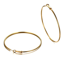 Load image into Gallery viewer, Big Gold Smooth Circle Round Hoop Statement Loop Open Clip Earrings
