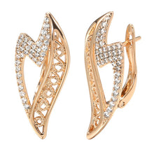 Load image into Gallery viewer, Ladies Rose Gold Wavy Natural CZ Crystals Earrings
