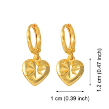 Load image into Gallery viewer, Small Hoop Heart Shape with Cutout Star Gold Plated Earrings

