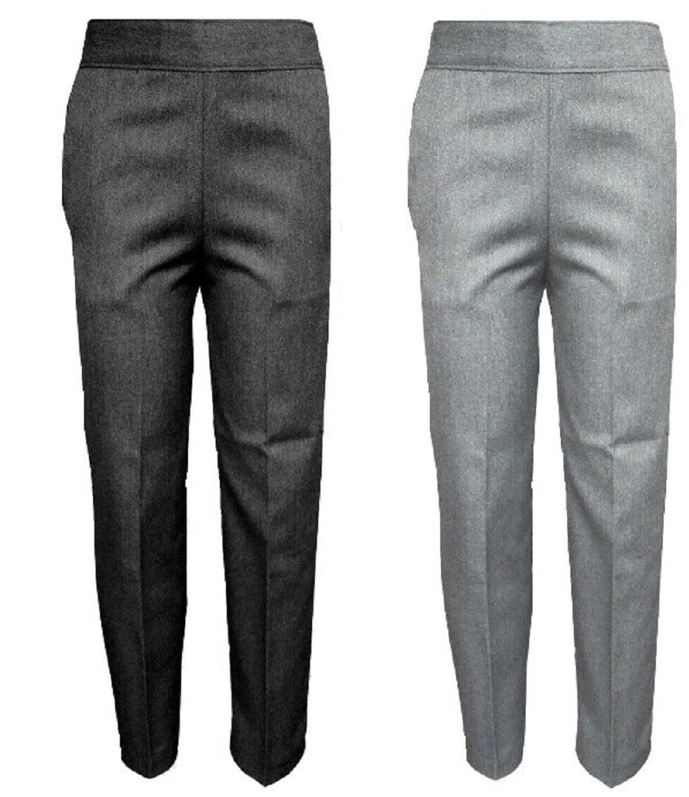 Boys Pull Up Back Half Elasticated Waist Teflon School Trouser