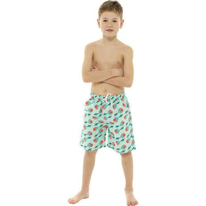 Boys Green Palm Print Swimming Shorts