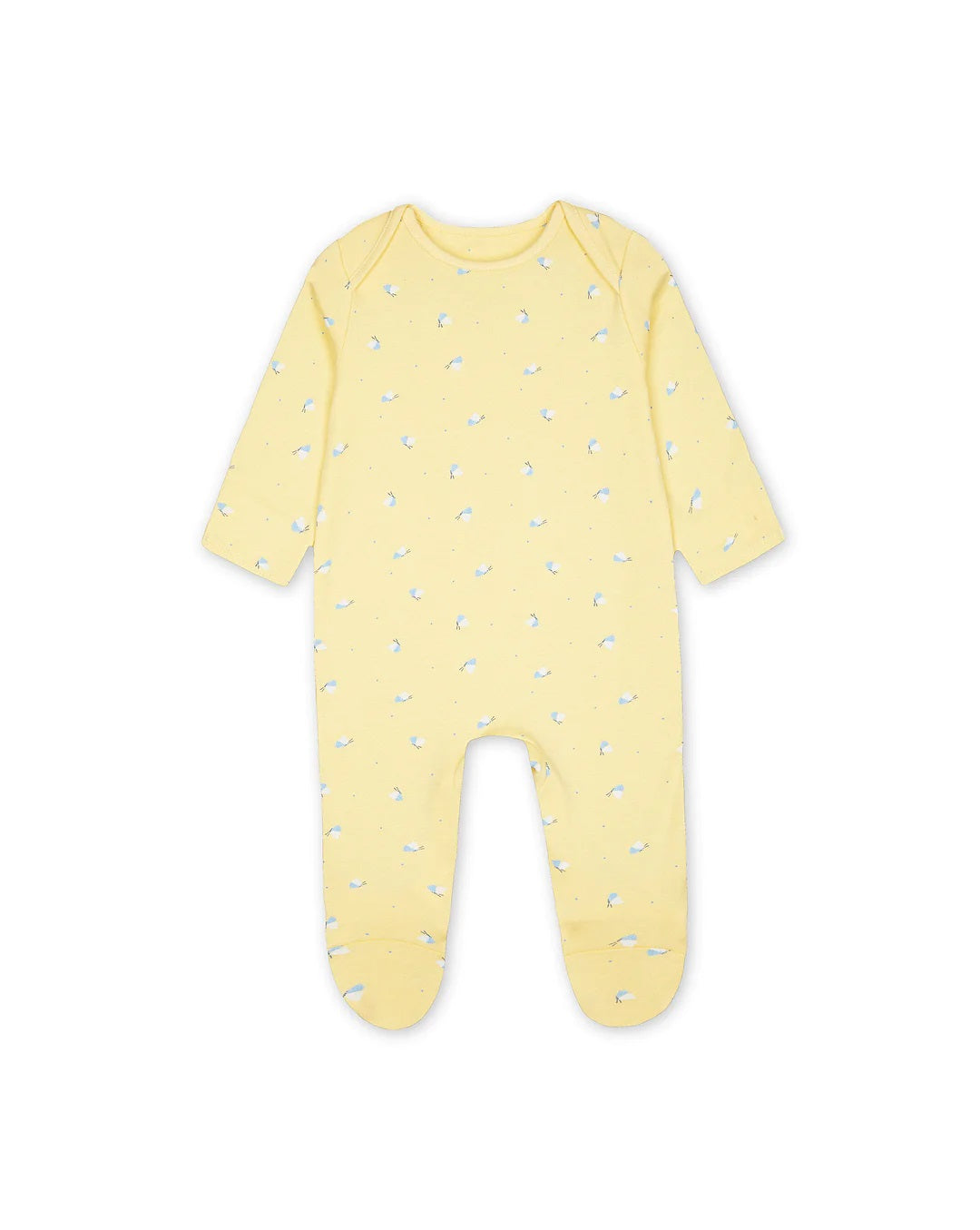 Baby Girls Yellow Butterfly Print Babygrow Romper