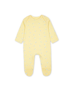 Baby Girls Yellow Butterfly Print Babygrow Romper