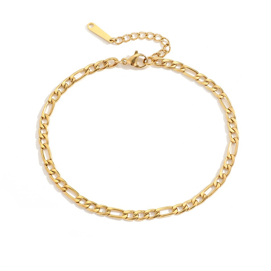 Ladies Gold 316L Stainless Steel Figaro Chain Anklets
