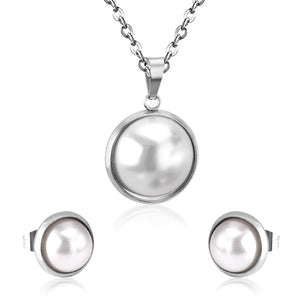 Ladies Silver Gold Chain & Pearl Necklace set