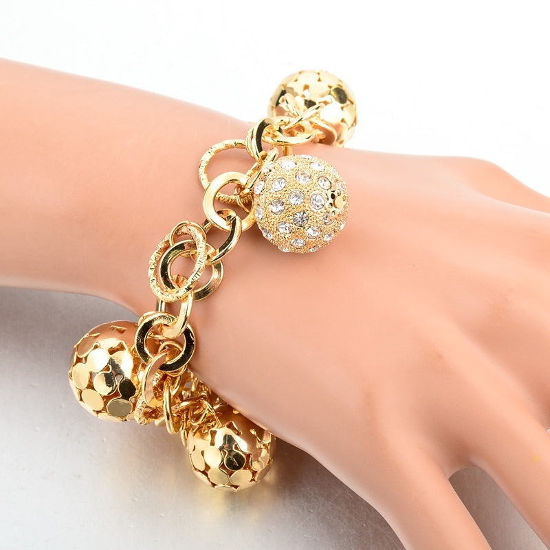 rygai Women Bracelet Golden Color Slim Temperament Elegant Adjustable Bring  Good Luck Alloy Transfer Beads Charm Ladies Bangle Fashion Jewelry,Golden -  Walmart.com