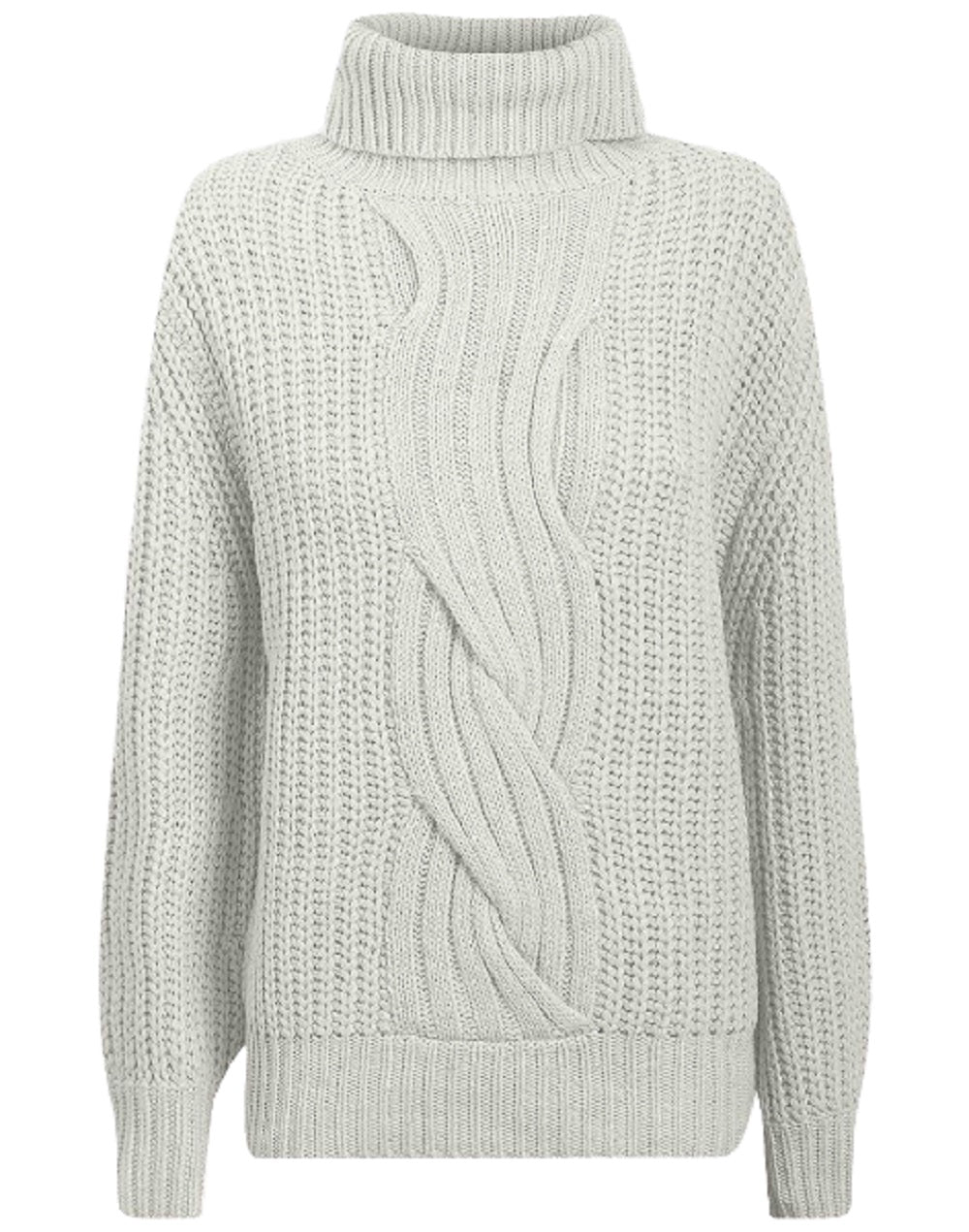Ladies Roll Neck Twist Cable Knit Long Sleeve Jumper