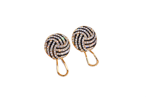 Ladies Round Curvy Full Crystals Strips Earrings