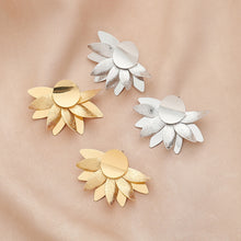 Load image into Gallery viewer, Ladies Gold Silver Layered Sunflower Statement Party Earrings
