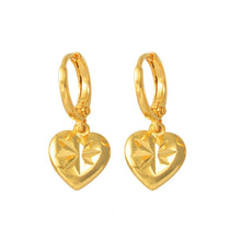 Load image into Gallery viewer, Small Hoop Heart Shape with Cutout Star Gold Plated Earrings
