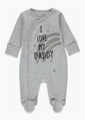Baby Sleepsuit Unisex Grey I Love Daddy Pure Cotton Baby Grow