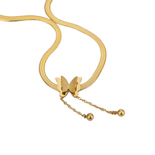 Load image into Gallery viewer, Ladies Butterfly Gold Stainless Steel Blade Snake Chains Choker Necklace
