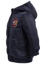 Load image into Gallery viewer, Boys Minoti Navy Hooded Quilted Soft Fleece Lined Warm Winter Coat
