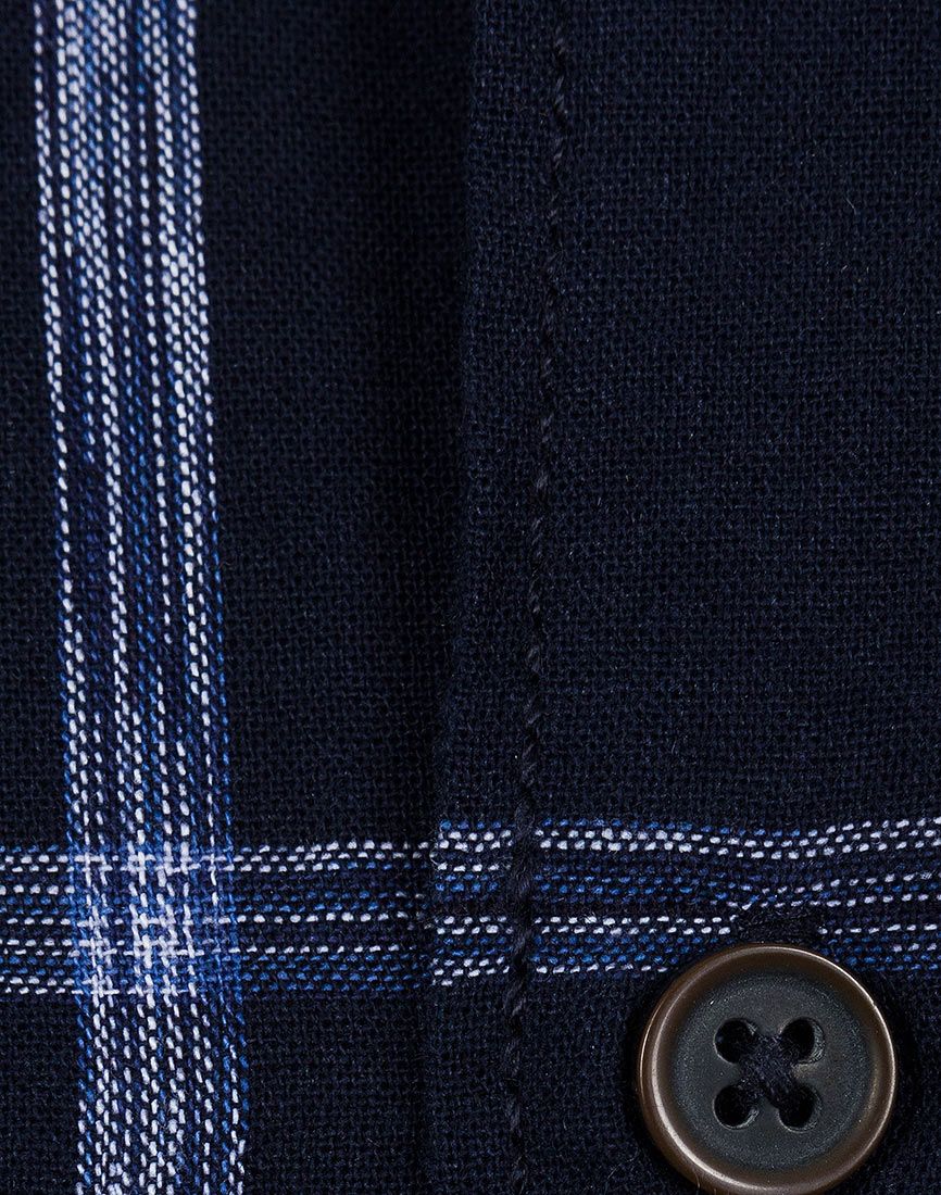 Mens Navy Pure Cotton Check Short sleeve Shirt