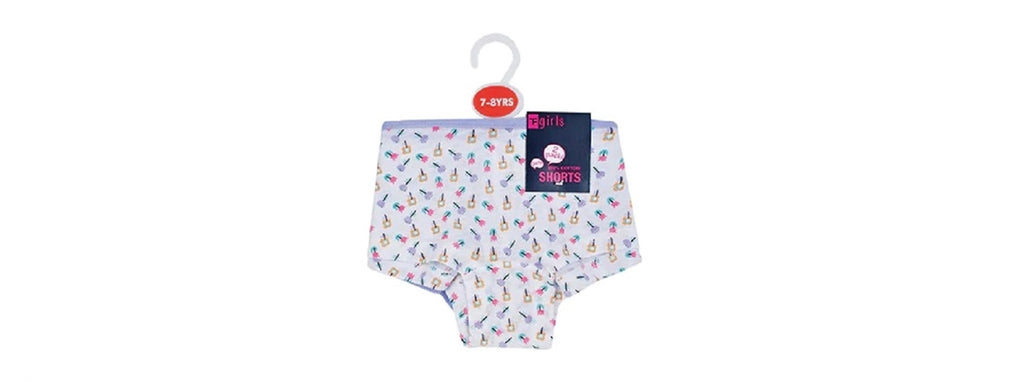 Girls 2 Pack Floral Multi & Plain Cotton Briefs